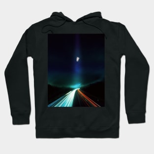 Spaceman Floating Above Streaking Lights Hoodie